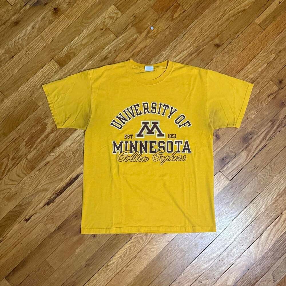 Jerzees University of Minnesota Golden Gophers T-Shirt Size L Gold
